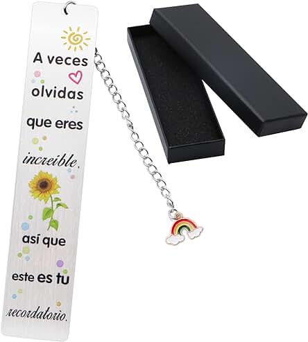VEGCOO Marcapaginas Originales, Marcadores de Libros de Metal con Caja, Marcapaginas Personalizado de Inspiradores Amistad, Regalos de Graduación, Regalo de Cumpleaños para Amigo Niños (B)