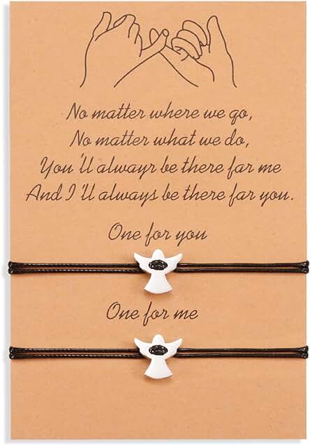 VGWON Pulsera de la Amistad, Pulsera de la Pareja, Amistad Mujeres Graduación Mejor Amigo Regalo de Cumpleaños, 2 Pulseras a Juego Hecho a Mano