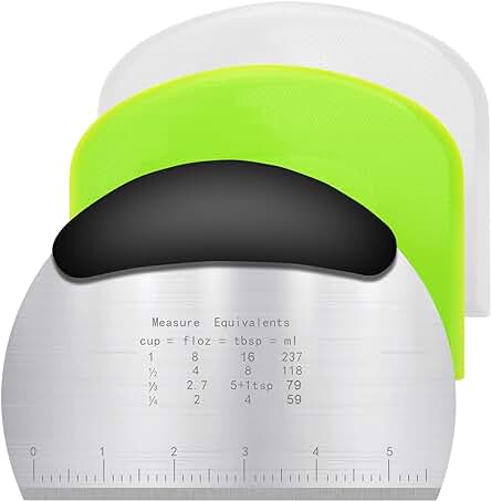 Vicloon 3PCS Raspador de Masa de Plástico y Inoxidable Rasqueta Cortadora de Cuenco para la Crema de Mantequilla para Hornear Pasteles de Pan