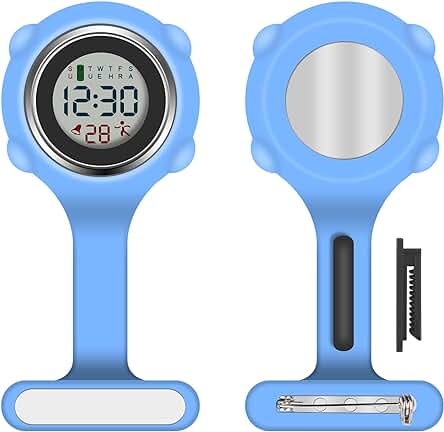 Vicloon Reloj Bolsillo Enfermera, Reloj Enfermera Digital Multifuncional,Puede Cronometrarse y Usarse como Despertador,Reloj Silicona Prendedor de Broche,Regalos para Medicos Enfermeras