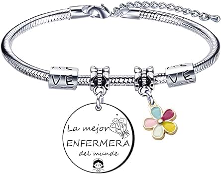 VZIUYTRE Pulsera de Latido del Corazón de Enfermera de Plata Ajustable para Mujer Pulsera Abierta Pulsera Pulsera