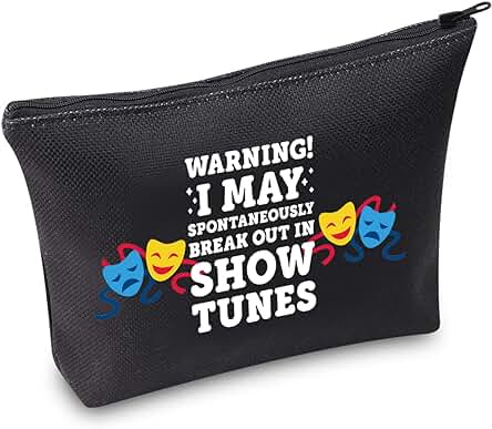 Warning I May Randomoly Break Out in Show Tunes Bolsa de Cosméticos Teatro Novedad Bolsa de Maquillaje Broadway Regalo de Teatro Musical, U.show Blk