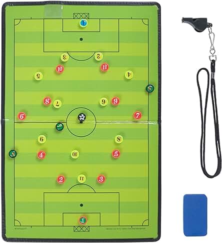 WISEPLAYERFC Carpeta Táctica Magnética Plegable para Entrenador de Fútbol con Silbato