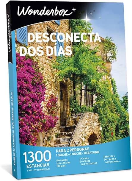 WONDERBOX Caja Regalo - DESCONECTA Dos DÍAS- 1300 Estancias Rurales para Dos Personas en Haciendas, Masías, Casas Rurales Inolvidables, Hoteles en Plena Naturaleza