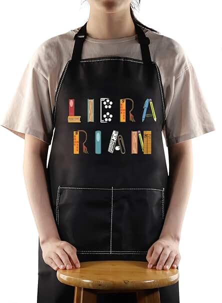 WZMPA Delantal de Bibliotecario con Bolsillos para Bibliotecario, Regalos de Bibliotecario, Delantal Ajustable para los Amantes de los Libros WZMPA Delantal de Bibliotecario con Bolsillos para Bibliotecario, Regalos de Bibliotecario, Delantal Ajustable para los Amantes de los Libros