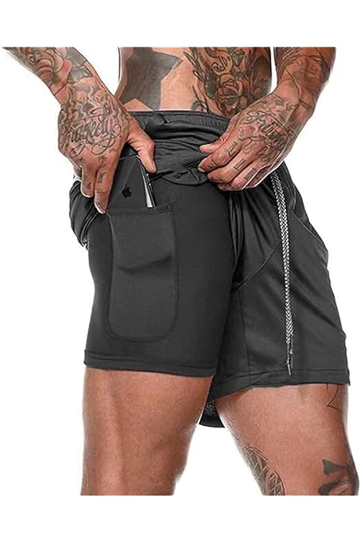 XDSP Pantalón Corto para Hombre,Pantalones Cortos Deportivos para Correr 2 en 1 con Compresión Interna y Bolsillo para Hombres