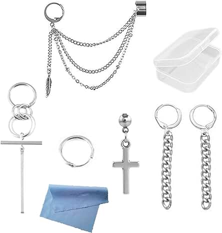 XHBTS 6 Piezas Kpop Bangtan Boy Album Jimin Chain Drop Pendientes Joyería de moda Coreana, Stud Punk Drop Dangle Double Piercing Pendientes con Caja