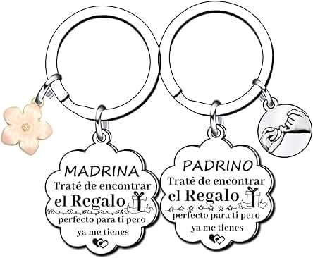 XQXQXZ Regalo Madrina y Padrino Bautizo Regalo Madrina y Padrino Llavero 2 Llaveros Padrino y Madrina Regalo Padrino Madrina Solicitud Anuncio Nacimiento Bautismo Comunión