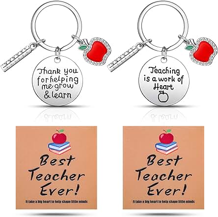 Yaomiao 4 Regalos de Apreciación de Maestro 2 Llaveros de Agradecimiento de Profesor Regalos de Llavero de Graduación 2023 con 2 Tarjetas de Bendición de Thank You