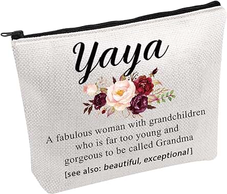 Yaya Kit de Supervivencia para Abuela de Nietos, Regalo del día de la Madre para Yaya Grandma, Bolsa con Cremallera, Regalo de Agradecimiento Yaya, White, YAYA UK