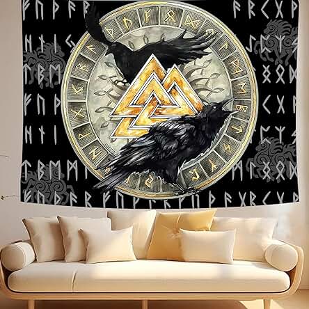 Yivom Tapiz Vikingo, Decoración Vikinga, 150 x 130 cm, Tapiz Decorativo Vikingo, para Dormitorio, Dormitorio, Regalo, Decoración del Hogar Yivom Tapiz Vikingo, Decoración Vikinga, 150 x 130 cm, Tapiz Decorativo Vikingo, para Dormitorio, Dormitorio, Regalo, Decoración del Hogar