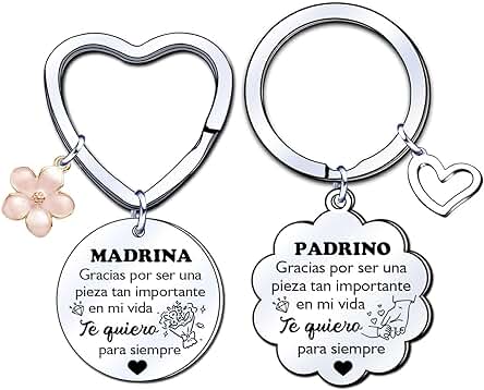 YJYJZX 2ps Regalo Padrinos Bautizo Llavero Llavero Padrino y Madrina Regalo Llavero del Padrino Madrina idea Regalo día de Pascua Bautismo Mejor Padrino Madrina