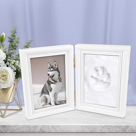 YOYIAG Juego de Huellas de Patas para Perro y Gato, Marco de Fotos y Huellas de Patas, caja de Recuerdos 3D Huella de Patas, Regalo para Dueños de Perros, Marco de Fotos de Perro