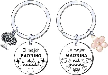 YUANSI 2ps Regalo Padrinos Bautizo Llavero Llavero Padrino y Madrina Padrino Regalo Llavero del Padrino Madrina idea Regalo día de Pascua Bautismo Mejor Padrino Madrina