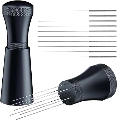 YZZAOO Agitador de Café Espresso, Herramienta de Distribución WDT, Distribuidor de Café Desmontable de Aluminio con Soporte und 10 Agujas de Café Expreso de 0.4 mm, Regalos para Baristas, Negro YZZAOO Agitador de Café Espresso, Herramienta de Distribución WDT, Distribuidor de Café Desmontable de Aluminio con Soporte und 10 Agujas de Café Expreso de 0.4 mm, Regalos para Baristas, Negro