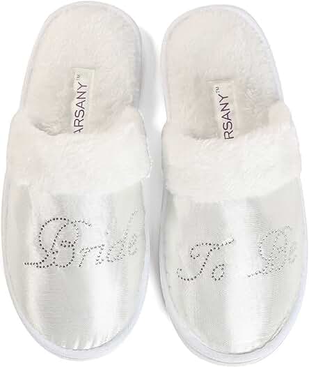 Zapatillas Translúcidas de Balnerio/'spa' de la Futura Novia para Despedida de Soltera. Babuchas con Diamantes de Imitación de Estrás Nupciales/viaje de Novios, para Hotel.