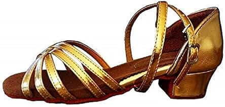 Zapatos de Baile Latinoamericanos - Niñas - Niñas - Salón de Baile - Color Dorado - Idea de Regalo de Cumpleaños