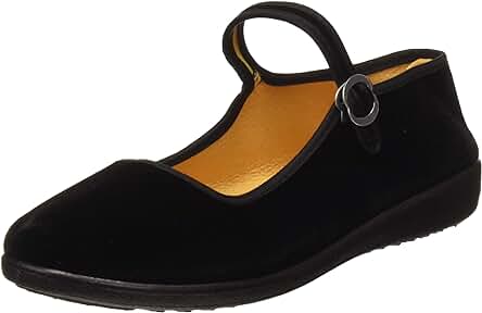 Zapatos Mary Jane de Terciopelo de Las Mujeres Algodón Negro Antigua Pekín Pisos de Tela Ejercicio Zapatos de Baile