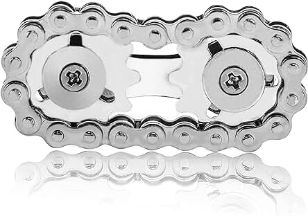 Zayin Fidget Chain Toys, Bike Chain Gear, Double Gears Juguetes Novedosos Utilizados para Aliviar el Estrés, la Ansiedad, los Juguetes Sensoriales del Autismo Regalo de Cumpleaños (Plata)