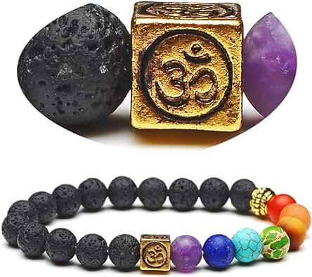 ZEN LIFE® Pulsera de 7 Chakras, Piedras Naturales de 8 mm y Piedras de Lava, Símbolo de Ohmio Grabado de oro, Mujeres y Hombres, gran Regalo, Marca de Marca de ZEN LIFE® – Berlín ZEN LIFE® Pulsera de 7 Chakras, Piedras Naturales de 8 mm y Piedras de Lava, Símbolo de Ohmio Grabado de oro, Mujeres y Hombres, gran Regalo, Marca de Marca de ZEN LIFE® – Berlín