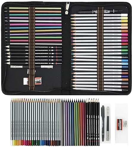 ZZONEART Lápices de Colores para Dibujo Profesional,Set Dibujo Artistico - 48 Colores únicos para Libro de Colorear para Adultos - Regalo Ideal para Artistas, Adultos y Niño