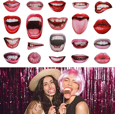 20 Accesorios para Fotomatón de Labios Locos, Accesorios Divertidos para Fotomatón, Fiesta, Selfie, Accesorios para Fotos para Niños y Mujeres, Cumpleaños, Bodas, Suministros de Fiesta de Halloween,  