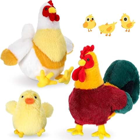 3 Animales de Peluches de Pollo y Gallo Pollo de Gallina de 8 Pulgadas con Pollito Juguete de Animal Felpa de Pollito Amarillo de 4 Pulgadas Animales de Granja Pequeño Realista Suave 3 Animales de Peluches de Pollo y Gallo Pollo de Gallina de 8 Pulgadas con Pollito Juguete de Animal Felpa de Pollito Amarillo de 4 Pulgadas Animales de Granja Pequeño Realista Suave