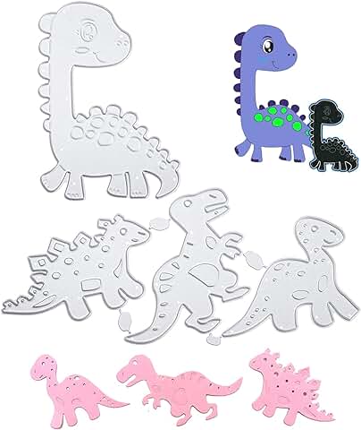 4 Piezas Troqueles Plantilla de Perforación, Juego de Dinosaurios para Máquina de , Troqueles de Corte Animales Dinosaurio, Estampado en Relieve para Niños álbumes de Recortes Tarjetas Decoración  