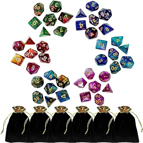 42 Piezas Dados de rol, 6 Colores Dados rol, Reutilizable Dados DND, Dice Set, DND Dice Set, Dados Adecuado para Juegos Cartas Juegos de rol Juegos Números Juegos Mesa  