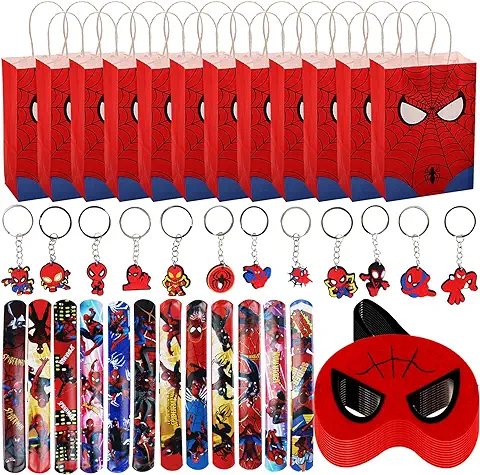 48Pcs Spiderman Regalo de Cumpleaños para Niños, 12 Pulseras con Cierre + 12 Llaveros + 12 Bolsas de Regalo + 12 Máscaras, Artículos de Fiesta de Cumpleaños para Niñas y Niños 48Pcs Spiderman Regalo de Cumpleaños para Niños, 12 Pulseras con Cierre + 12 Llaveros + 12 Bolsas de Regalo + 12 Máscaras, Artículos de Fiesta de Cumpleaños para Niñas y Niños