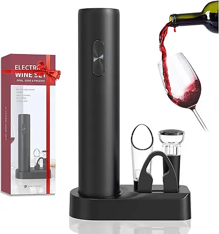 Abridor de Vino Eléctrico de Lujo 5 en 1 - Sacacorchos Automático, Abridor de Botellas, Ideal para Amantes del Vino y Abrir más Rápido tus Botellas de Vino y Tener una Experiencia más Cómoda  