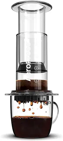 Aeropress Prensa de Café Transparente – El Método de Preparación 3 en 1 Combina Prensa Francesa, Pourover, Espresso, Café de Cuerpo Completo sin Grano ni Amargura, Pequeña Cafetera Portátil para  