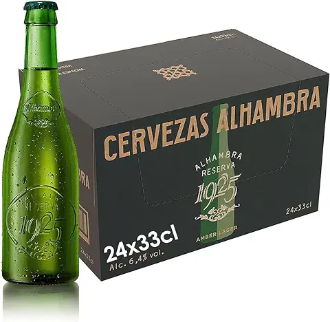 Alhambra Reserva 1925, Edición Especial, Cerveza Dorada Lager, Pack de 24 Botellas x 33 cl, 6,4% Volumen de Alcohol  