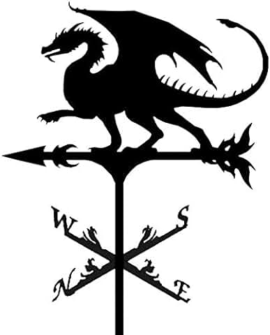 Alnicov Vaneta de Metal Animal para el Clima, Color Negro, Estilo Vintage, Indicador de Dirección de Viento Hueco para Jardín al aire Libre, Decoración de Techo de Paletas para Clima (dragón de Fuego)  