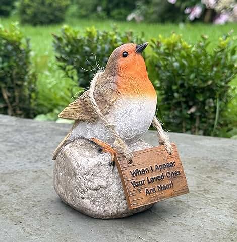 Animal Crackers Recordatorio Robin con Texto en Inglés "Loved ones are Near", Letrero Conmemorativo de Tumba o Regalo para Amantes de los Pájaros  