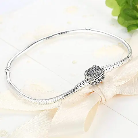 AQUALITYS Pulsera de Plata 925 con Diseño Original, Abalorios, Brazalete, Joyería DIY, Regalo para Mujeres  