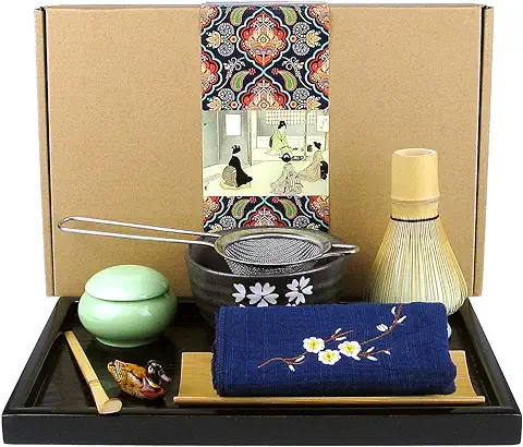 Artcome Juego de té Japonés Matcha, Batidor Matcha, Cuchara Tradicional, Tazón Matcha, Matcha Caddy, kit de Ceremonia Matcha Hecho a mano para Ceremonia de té Japonés (10 Piezas)  