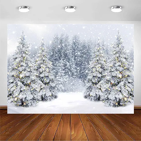 Avezano Fondo de Fotografía de copo de Nieve con Escena de Invierno, Bosque de Nieve Blanco, Decoración de Fiesta de Navidad, Accesorios de Estudio Fotográfico (7 x 5 Pies)  