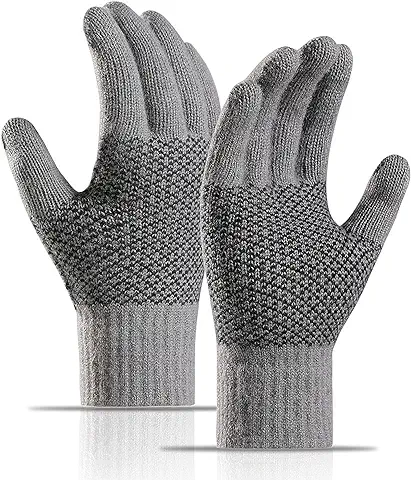 AYPOW Guantes Térmicos de Invierno para Hombre, Guantes Moda con Pantalla Táctil y Forro Polar, Guantes Elásticos Cálidos Actividades Diarias al Aire Libre Correr Senderismo Guantes, Regalo Hombre  