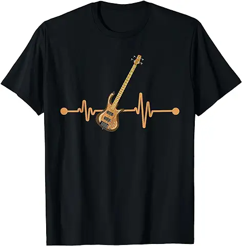 Rock Latido Del Corazón Amante De La Música Bajo Bajista Camiseta  