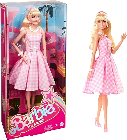 Barbie The Movie - Margot Robbie como Barbie Muñeca Signature Coleccionable de la Película , Vestido Vintage a Cuadros, Juguete de Colección, Regalo +3 Años (Mattel HPJ96)  