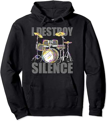 Batería Regalo I Destroy Silence Baterista Sudadera con Capucha Batería Regalo I Destroy Silence Baterista Sudadera con Capucha