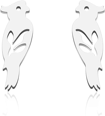 BAUNA - Pendiente de loro para Amantes de los Loros, Regalo para Mamá, Regalo de Cacatúa, Aretes de Cacatúa, Aretes de Pájaro, Joyería de Animales  