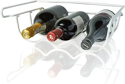 BearTop Botellero Vino para Nevera & Estante Organizador Nevera | Metal Blanco | Inoxidable & Muy Estable | para 3 o 4 Botellas | Wine Rack, Botellero Frigorifico, Organizador Armarios Cocina  