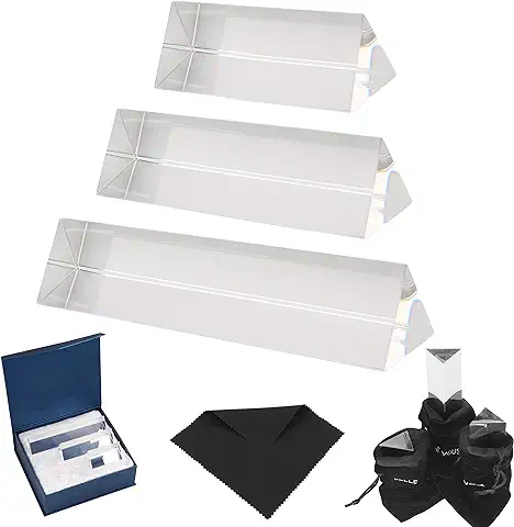 BELLE VOUS Prisma de Cristal Triangular K9 (Pack de 3) - Efecto Arcoíris Fotos - Refractor Bolsa de Terciopelo, Paño de Microfibra, Caja de Regalo - Lente Transparente Enseñar Física Espectro Luz BELLE VOUS Prisma de Cristal Triangular K9 (Pack de 3) - Efecto Arcoíris Fotos - Refractor Bolsa de Terciopelo, Paño de Microfibra, Caja de Regalo - Lente Transparente Enseñar Física Espectro Luz