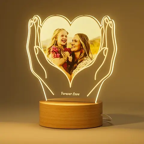 Bemaystar Lámpara Personalizada con Foto de Corazón LED para Mamá Originales Regalo Pareja Cumpleaños Navidad Día de la Madre San Valentin  