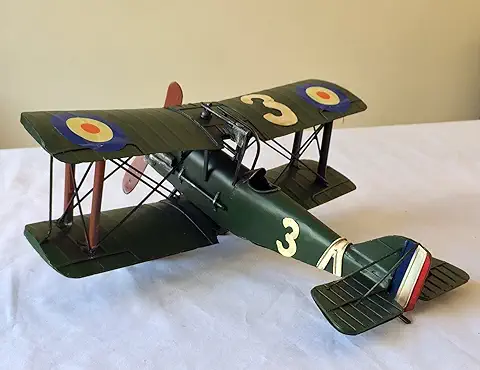Biplano Retro Vintage de 32 cm en Metal WW1 SE5a Estilo Biplano Ornamentos - Disponible en dos Colores - gran idea de Regalo para Cualquier Estante o Escritorio (verde)  