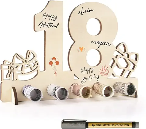 BOFUNX Regalo de 18 Cumpleaños de Madera Regalar Dinero Ideas Tarjeta Felicitación Original para Chicos Chicas Decoración de Fiesta Feliz Cumpleaños BOFUNX Regalo de 18 Cumpleaños de Madera Regalar Dinero Ideas Tarjeta Felicitación Original para Chicos Chicas Decoración de Fiesta Feliz Cumpleaños