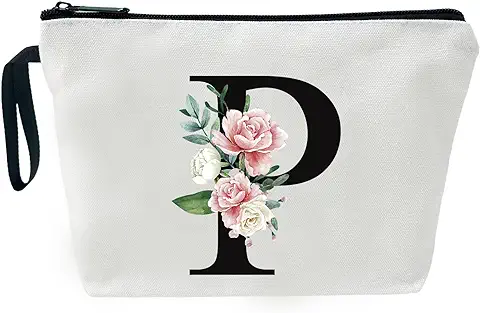 Bolsas de Maquillaje Personalizadas, Regalos de Cumpleaños para Mujeres, Regalos Personalizados A-Z para Mujeres, Regalos únicos de Amistad para Mujeres, Bolsa de Cosméticos para Novia, Madres (), P  