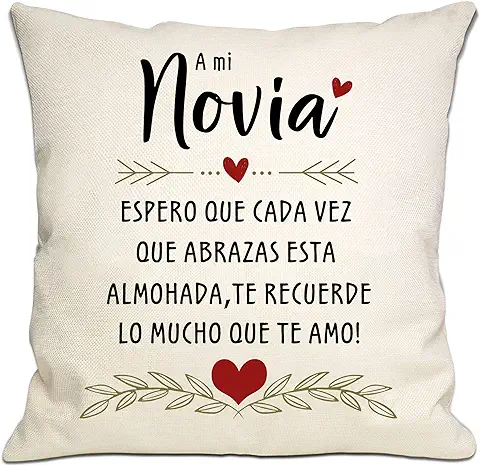 Bommex Regalo de Novia de Novio Espero Que Cada Vez Que Abraces Este Cojin Te Recuerde Cuanto Te Quiero Funda de Cojin Regalo de Novia para Cumpleaños San Valentin Aniversario Navidad(Novia)  